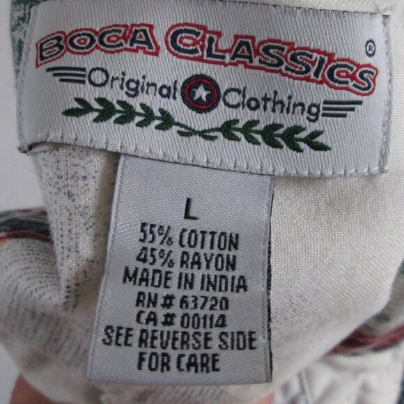 Boca Classics Mens Short Sleeve Button Down Shirt w\ Car Beach Scene Print Sz L - Picture 3 of 6